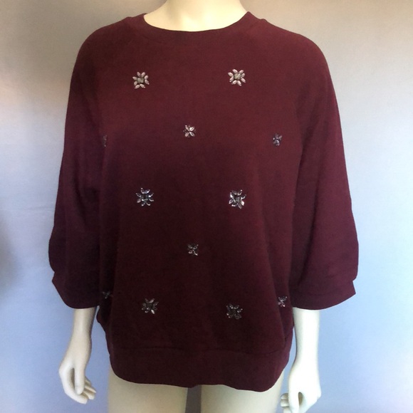 Women's Embellished Elbow-Sleeve Sweatshirt, Created for Macy's - Picture 3 of 8